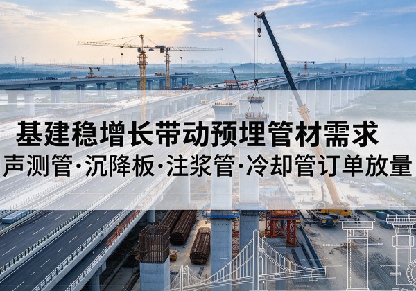 路桥基建稳增长带动预埋监测管材需求，声测管、沉降板、注浆管订单持续放量